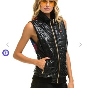 Aviator Nation women’s SUNBURST VEST - GLOSSY BLACK size Medium